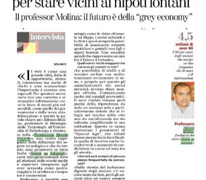 “Tanti nonni scoprono Internet per stare vicino ai nonni lontani”. Il prof Molina: il futuro è della “green economy”