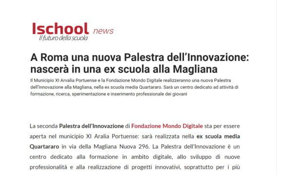 A Roma, una nuova Palestra dell’Innovazione