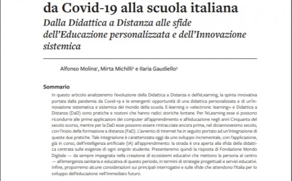 La spinta della pandemia da Covid-19 alla scuola italiana